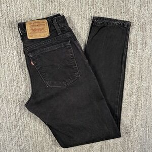 Vintage Levis 550 Jeans Junior 9 Long Black 90s RelaxedFit Tapered Leg Denim USA